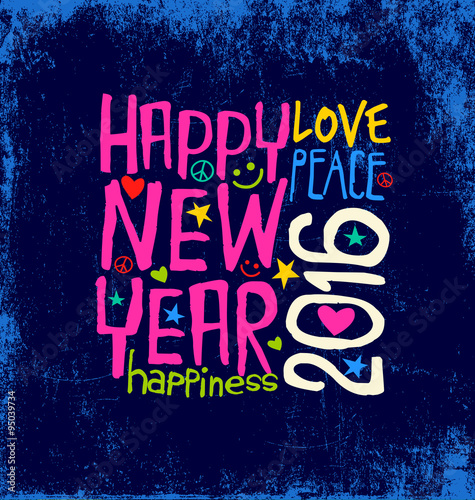 Happy New Year 2016 retro design 