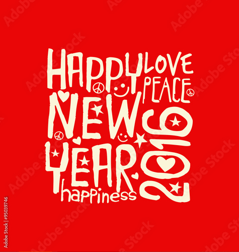 Happy New Year 2016 retro design 