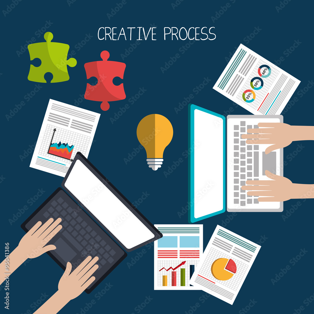 Creative process design with colorful icons