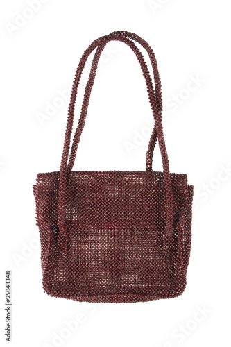 Woman's Brown Woman's Brown bead bag Isolated On White Backgroun