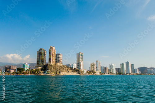 Beautifulsea and city view of Rodadero beach Santa Marta, Colombia photo
