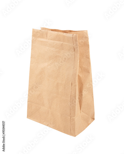old brown paper bag Isolated on a White Background