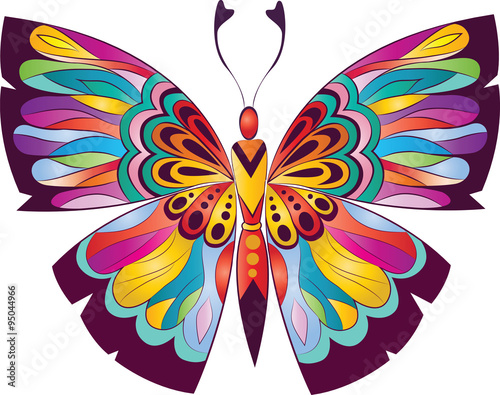 Beautiful butterfly in style of stained glass