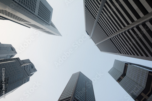 Skyscrapers in Singapore viewed from the ground