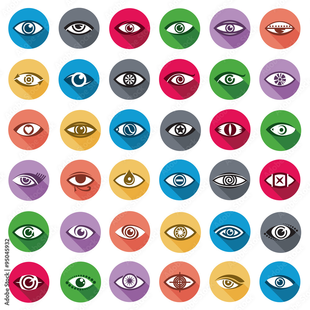collection of thirty six color eyes icons collection of thirty six color eyes icons