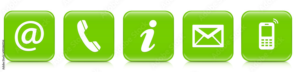 Contact Us – Set of light green buttons with reflection Contact Us – Set of light green buttons with reflection