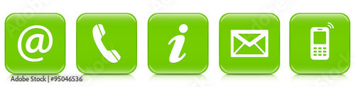 Contact Us – Set of light green buttons with reflection