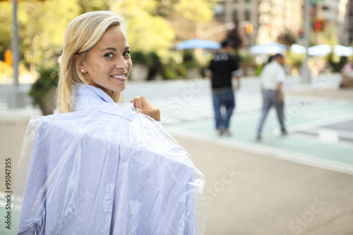 Photography Woman Carries Laundered Shirt