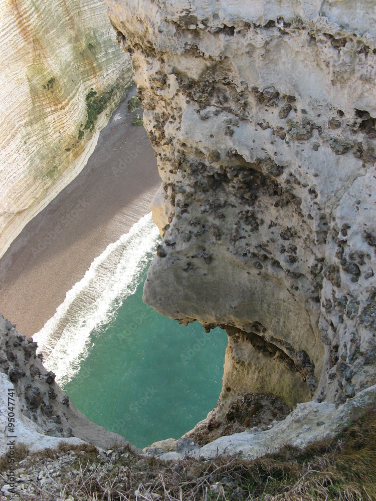 Chalk cliffs at Cote d'Albatre. Etretat, France
