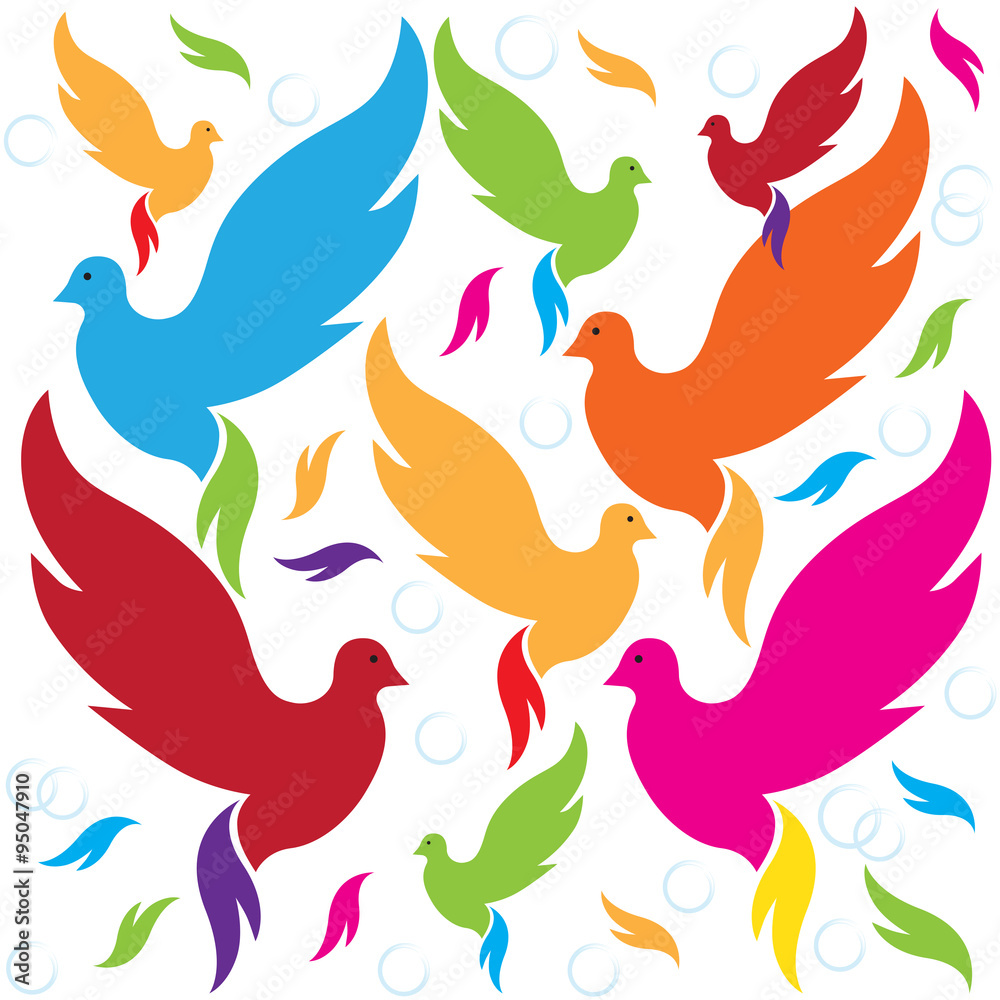 Coloful dove seamless pattern Coloful dove seamless pattern