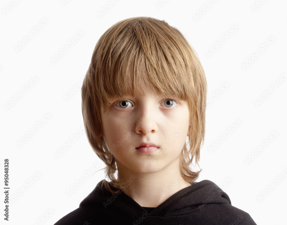 Portrait of a Boy with Blond Hair Looking - Isolated on White Portrait of a Boy with Blond Hair Looking - Isolated on White