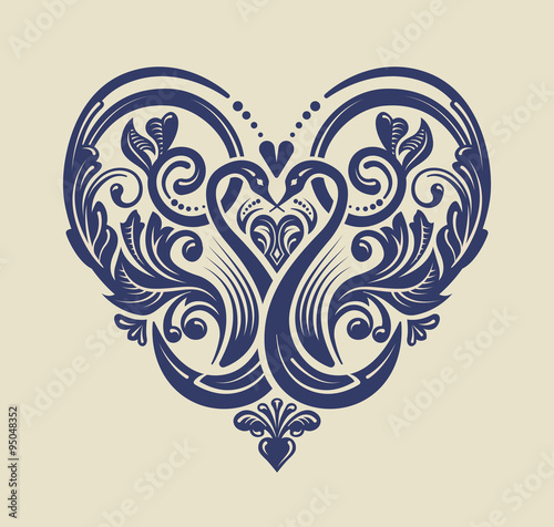 floral heart - love icon