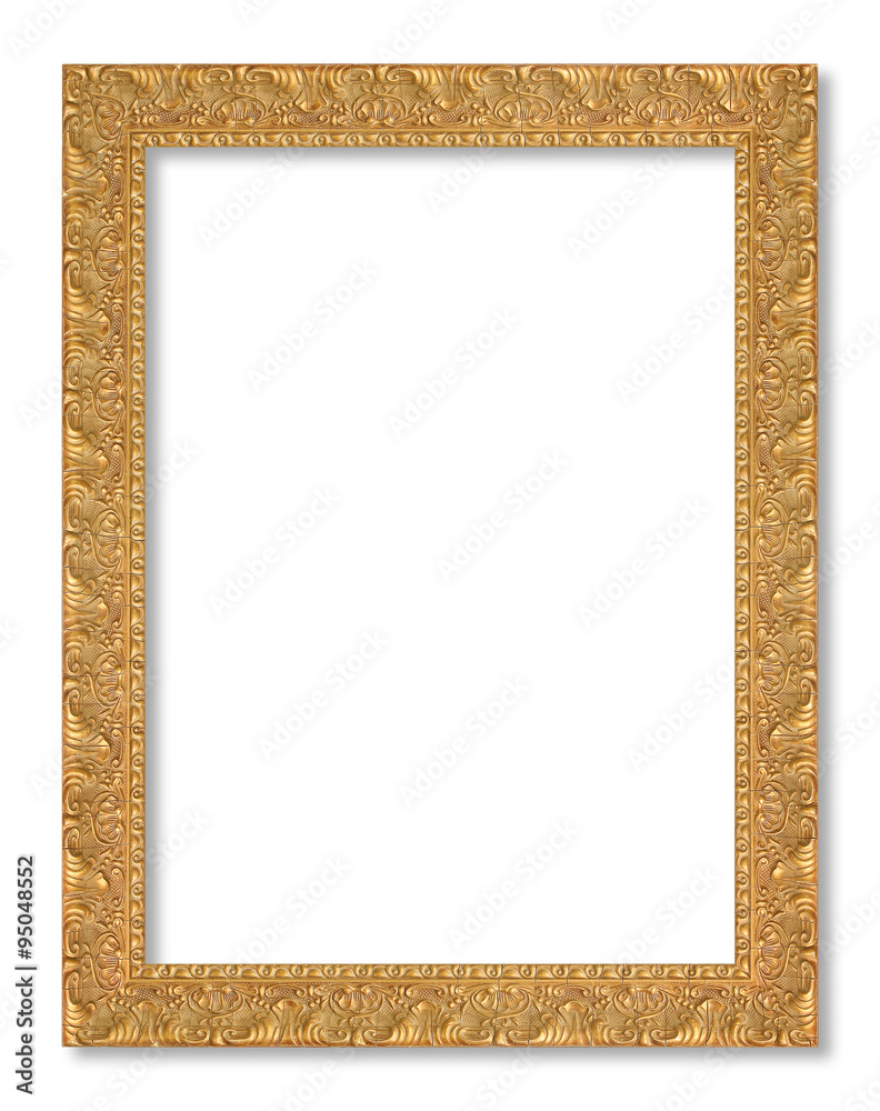 Fototapeta premium The antique gold frame on the white background