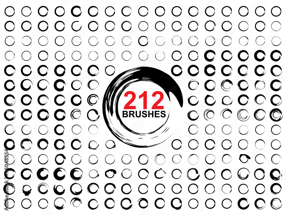 Obraz premium Vector very large collection or set of 212 black paint round shapes