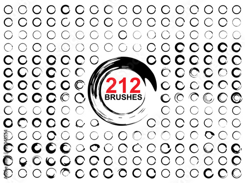 Vector very large collection or set of 212 black paint round shapes