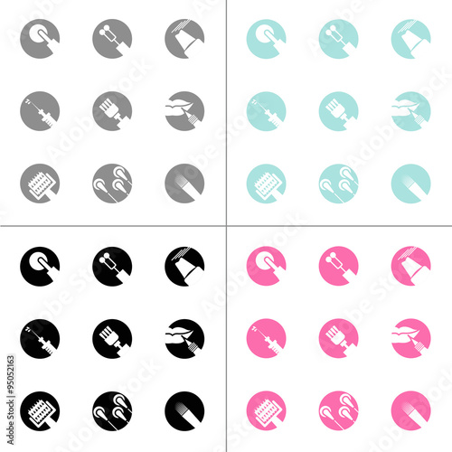 Cosmetic icon. Black, gray, blue, pink.
