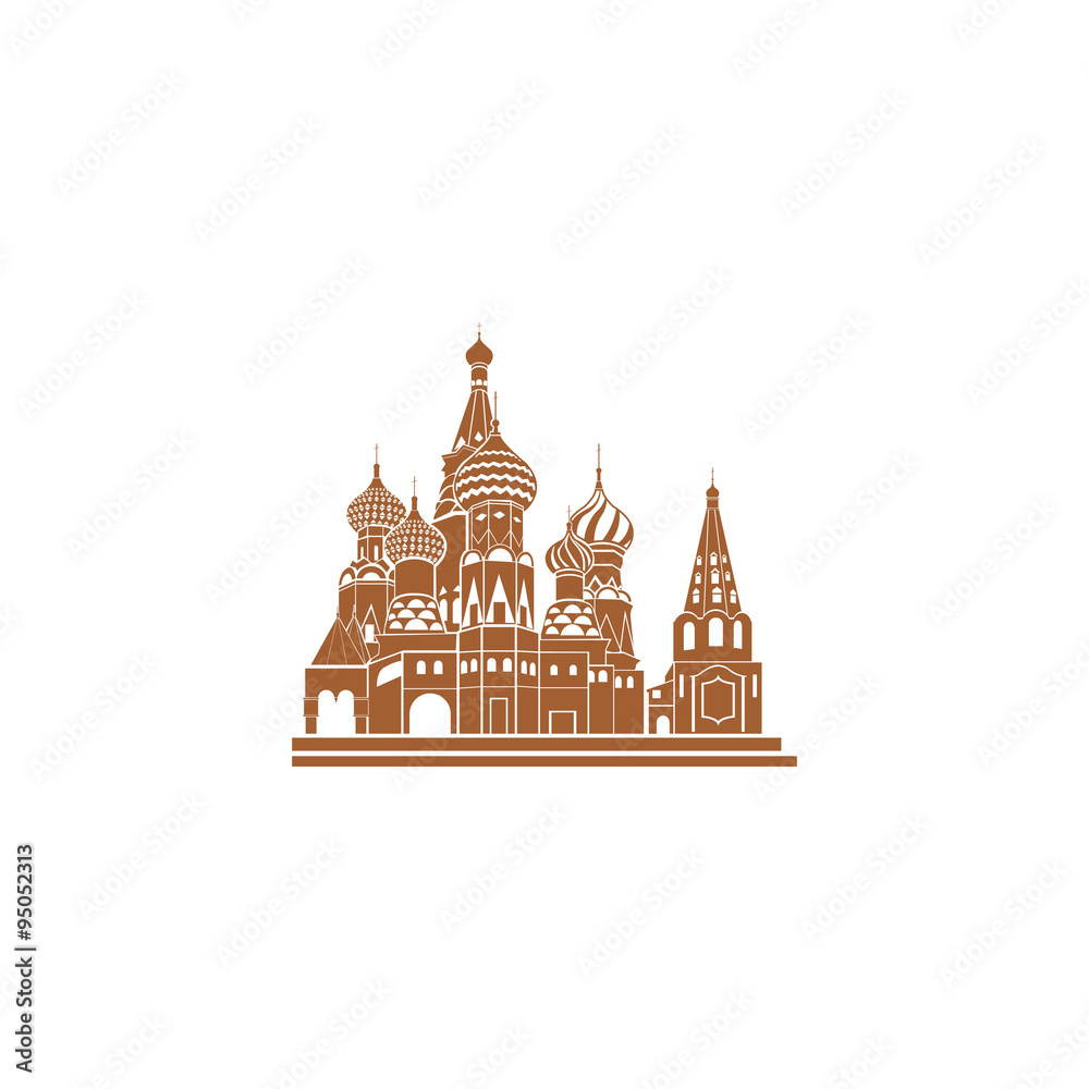 Drawing silhouette of Saint Basil's Cathedral, Moscow, Russia.