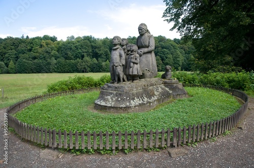 Monument Grandma with children in Ratiborice,Eastern Bohemia, Czech republic