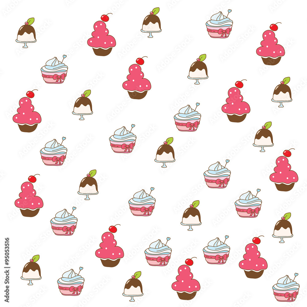 colorful background with cake illustration on a white background colorful background with cake illustration on a white background