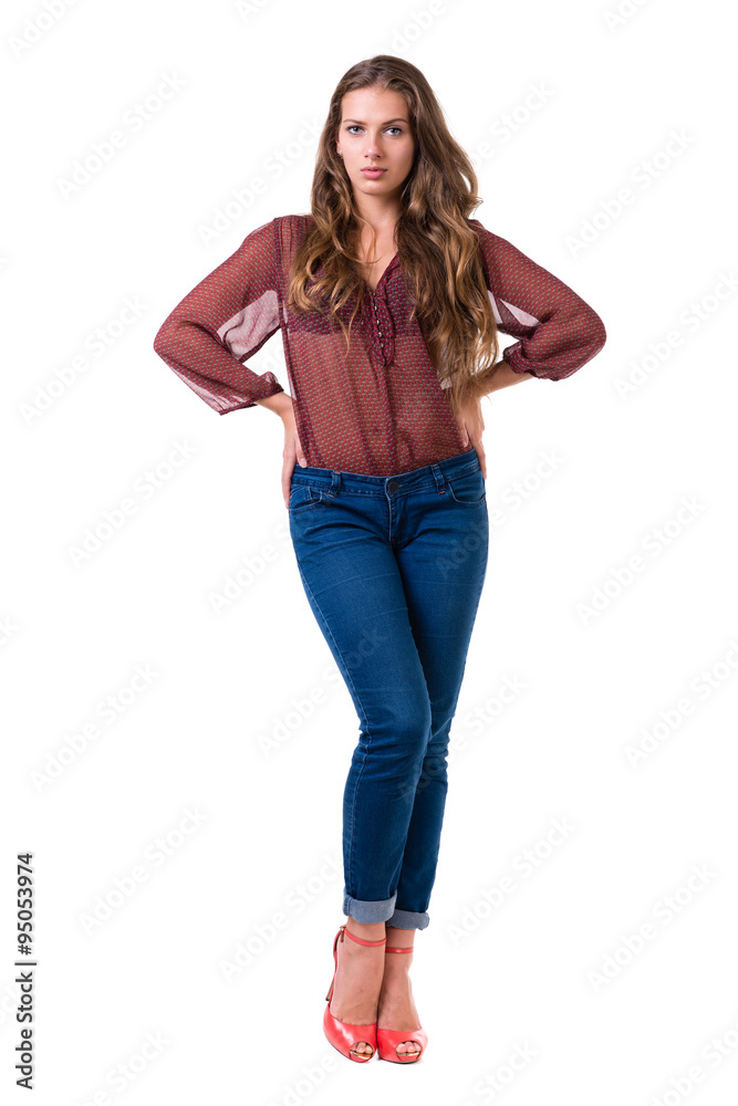 Full length portrait of a caucasian woman isolated on white Full length portrait of a caucasian woman isolated on white