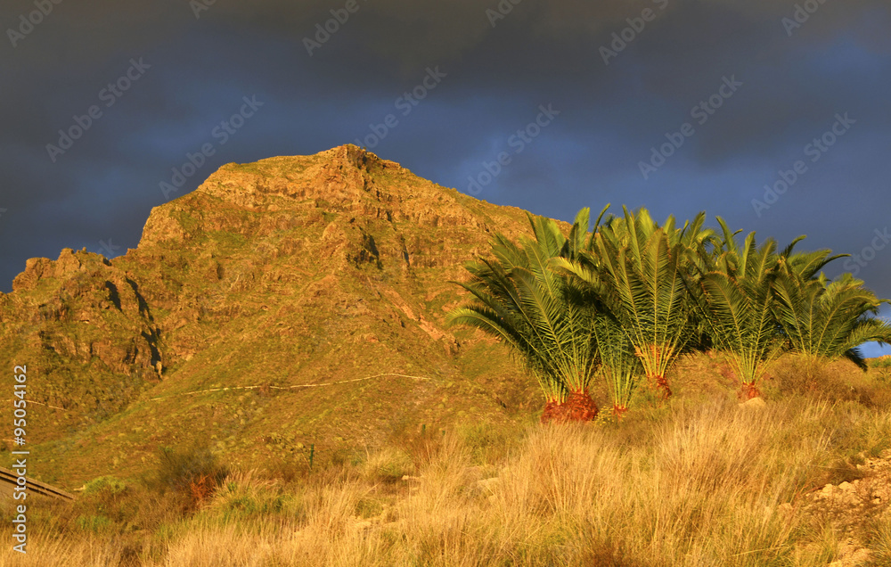 Naklejka premium View of Roque del Conde mountain at sunset,Tenerife,Canary Islands.