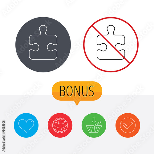 Puzzle icon. Jigsaw logical game sign.