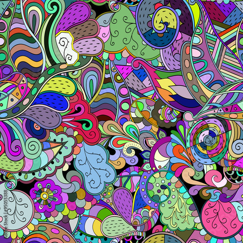Tracery loops, doodle wind pattern. Mehendi paisley, stem, spiral, wave. Bud mehndi design. Handmade texture, curved doodling design. Good for site background, textile, printing. Vector.
