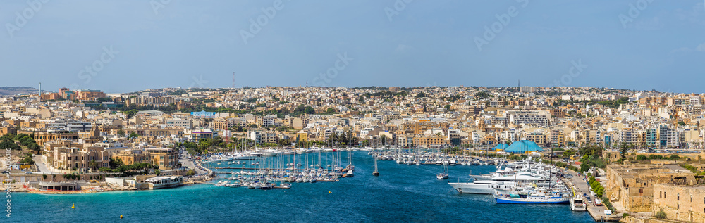 Skyline of Manoel Island yacht marina at daylight - Malta