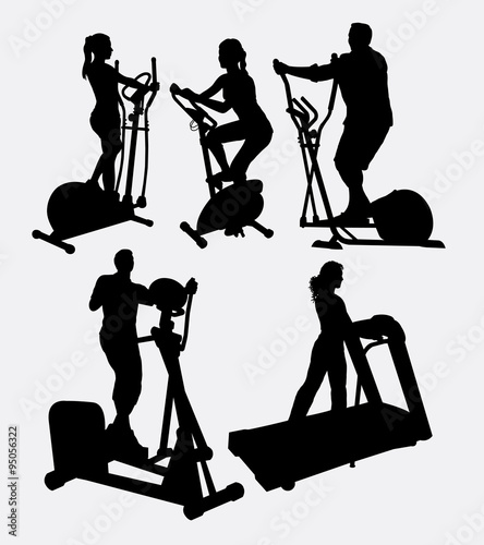 Male and female, fitness, gymnastic, athletic sport silhouette. Good use for symbol, logo, web icon, game elements, mascot, or any design you want. Easy to use.