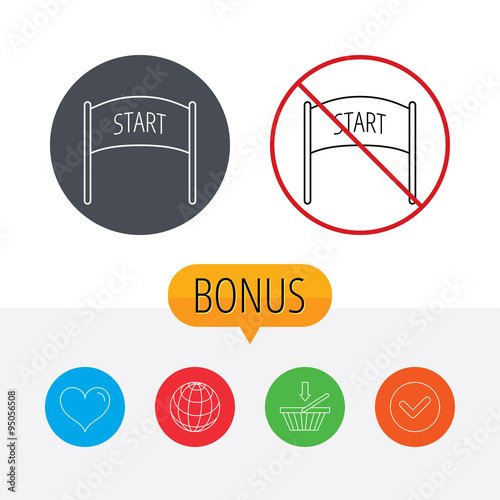 Start banner icon. Marathon checkpoint sign.