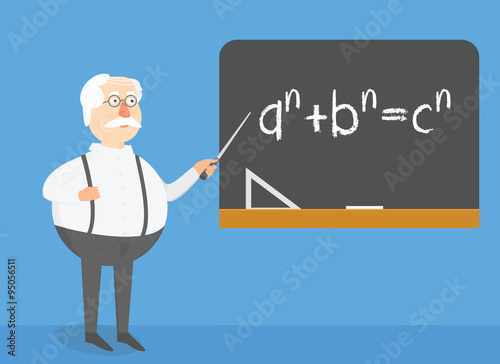 Teacher explaining task on blackboard. Lesson conceptual illustration.