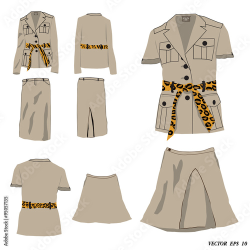 Collection of dress safari style, Vector illustration