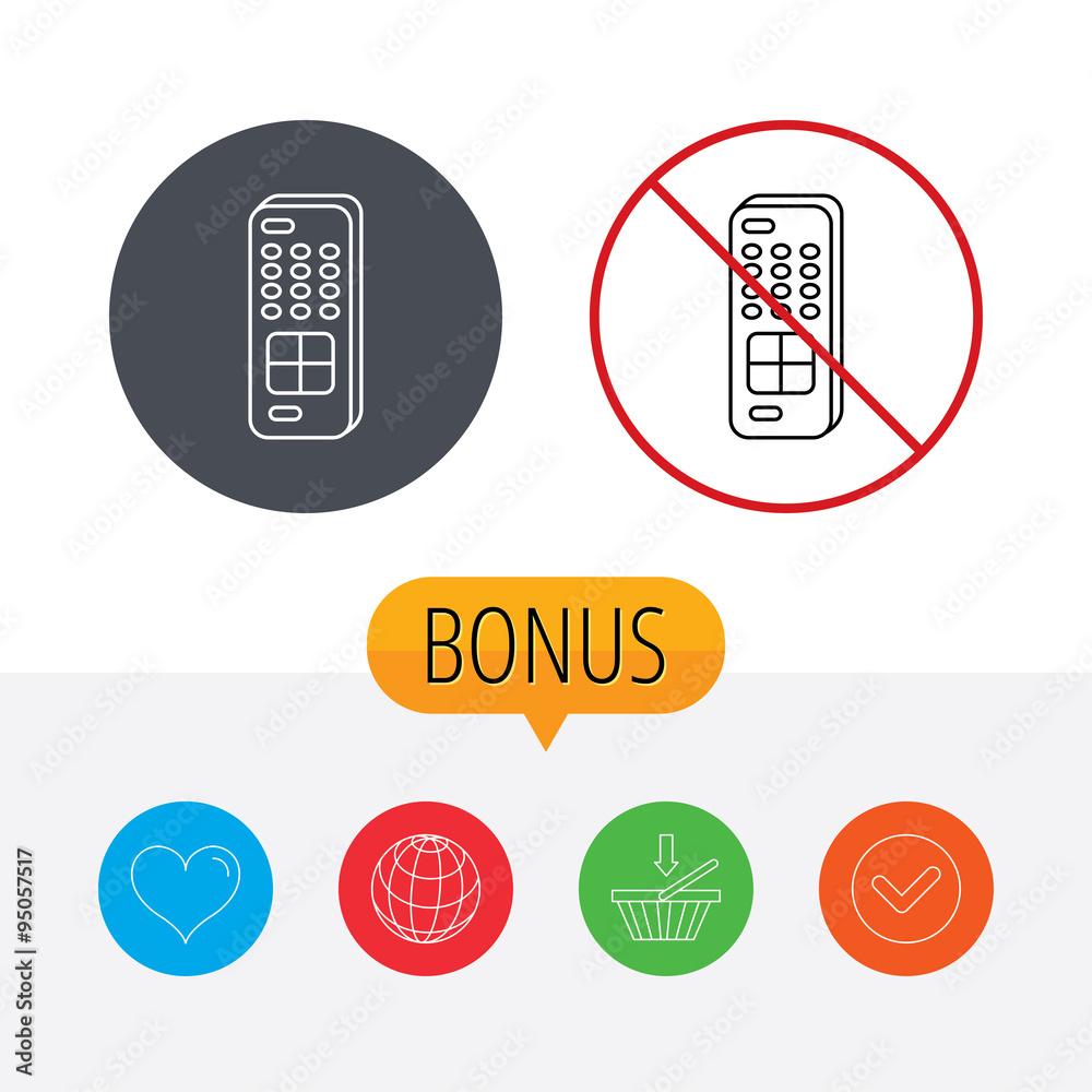 Remote control icon. TV channels sign. Remote control icon. TV channels sign.