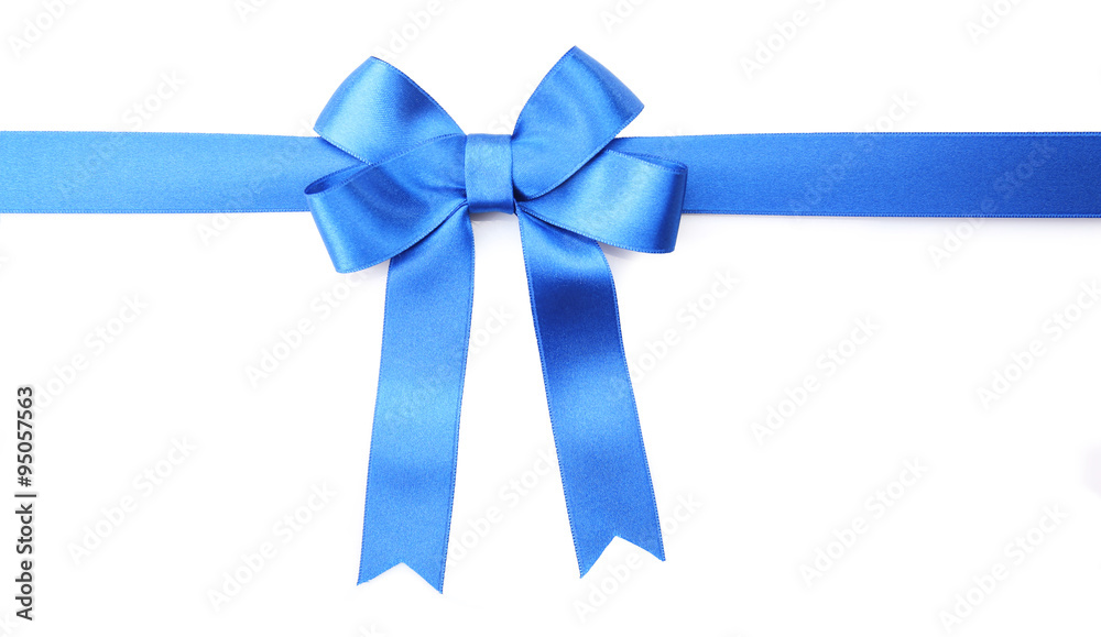 Dark blue ribbon bow isolated on white