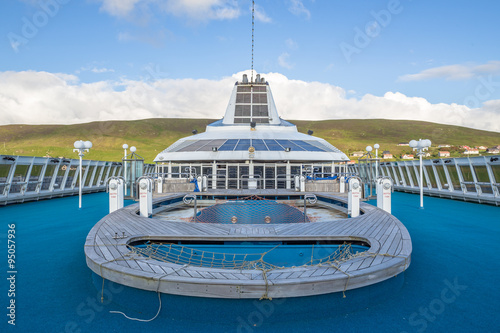 Deck of a ship with a pool