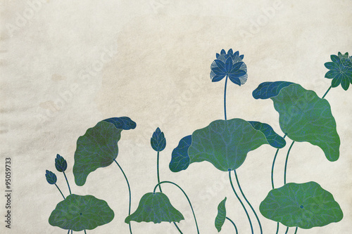 和風背景蓮の花