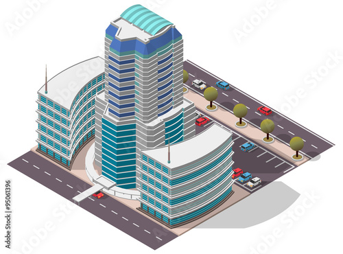 Vector Isometric Hotel Apartment Building