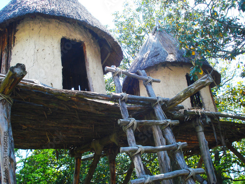 Cabins on wooden plateform