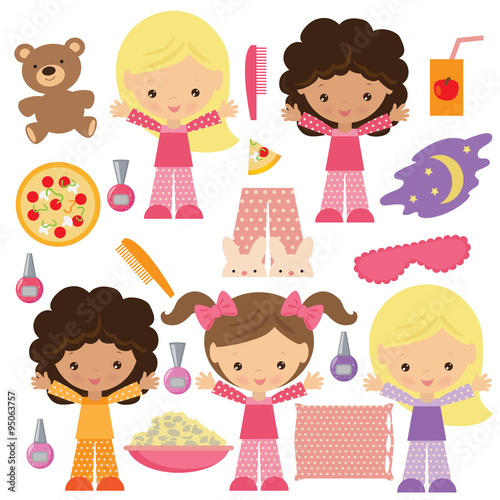 Girl in pajama vector illustration