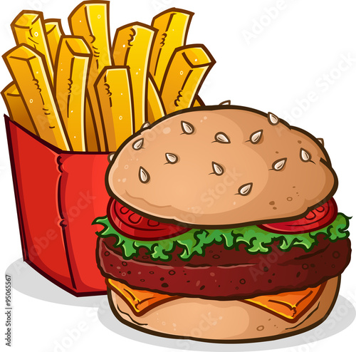 Cheeseburger French Fries Cartoon