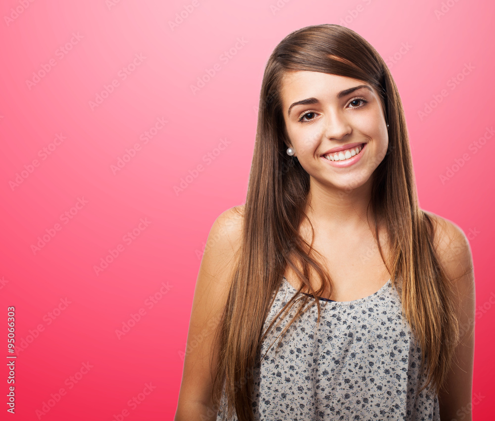 portrait of pretty young woman smiling closeup portrait of pretty young woman smiling closeup