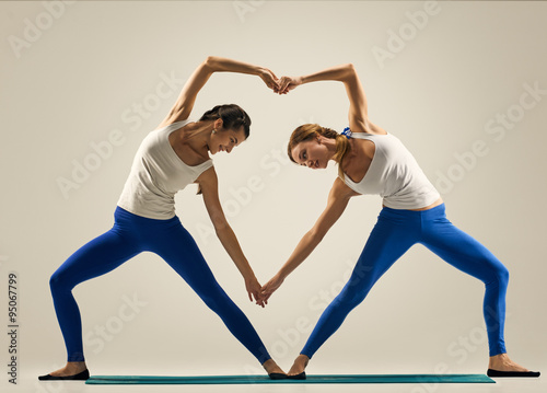 yoga in pair. heart