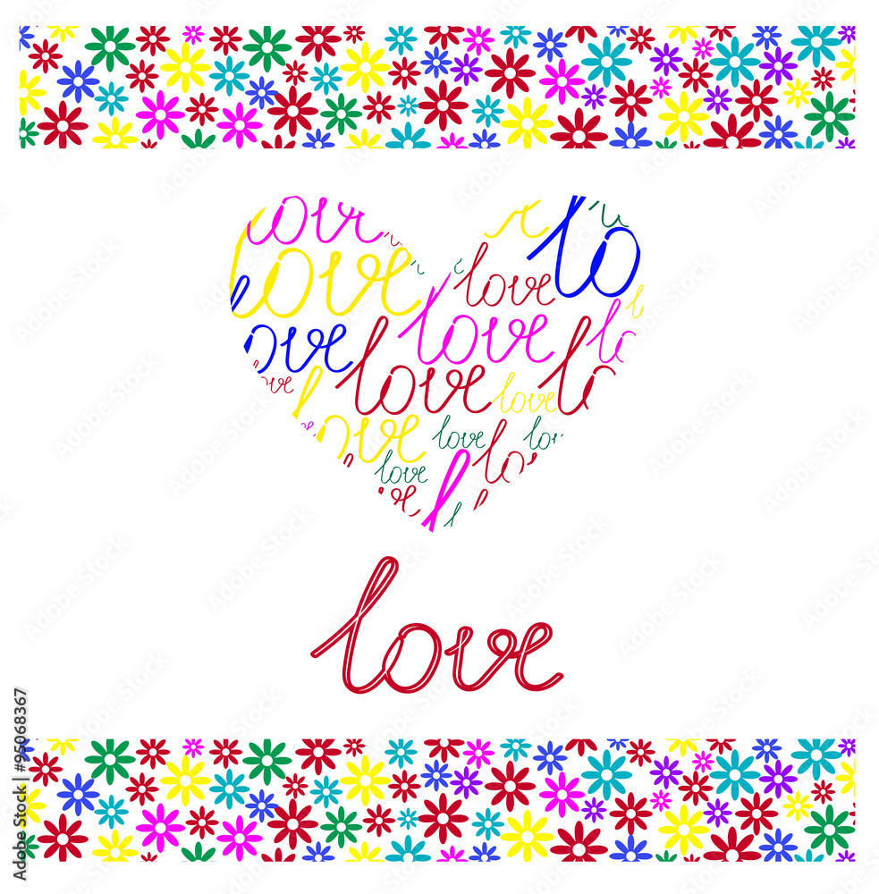 Romantic Colorful Greeting Love Card for the Saint Valentine's Day