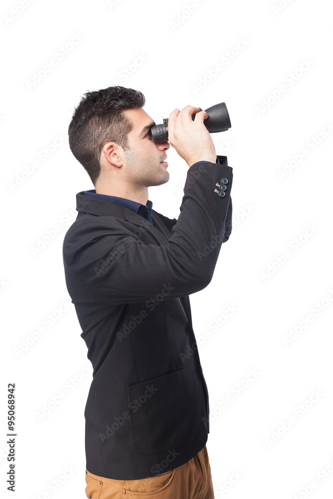 man with binoculars man with binoculars