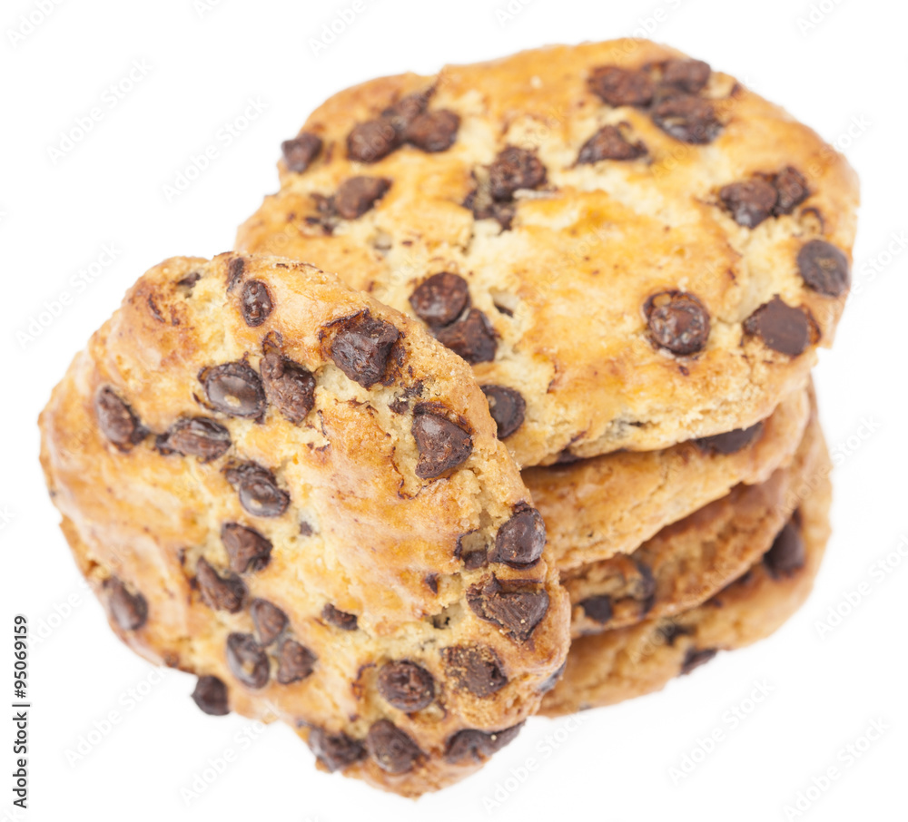 group of chocolate cookies isolated on a white background group of chocolate cookies isolated on a white background