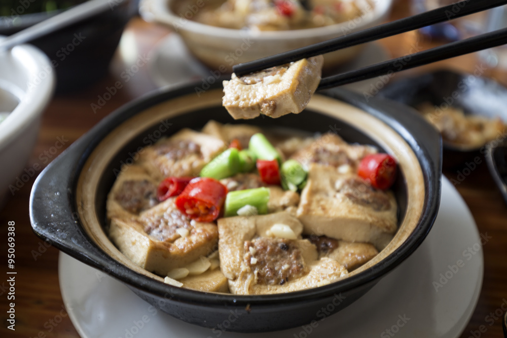 Chinese food, pork tofu Chinese food, pork tofu