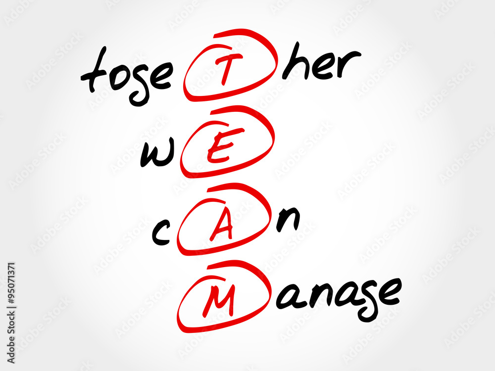 TEAM - Together We Can Manage, acronym business concept