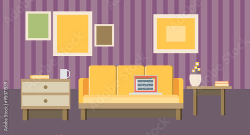 Business interior concept.Icons of business interior 