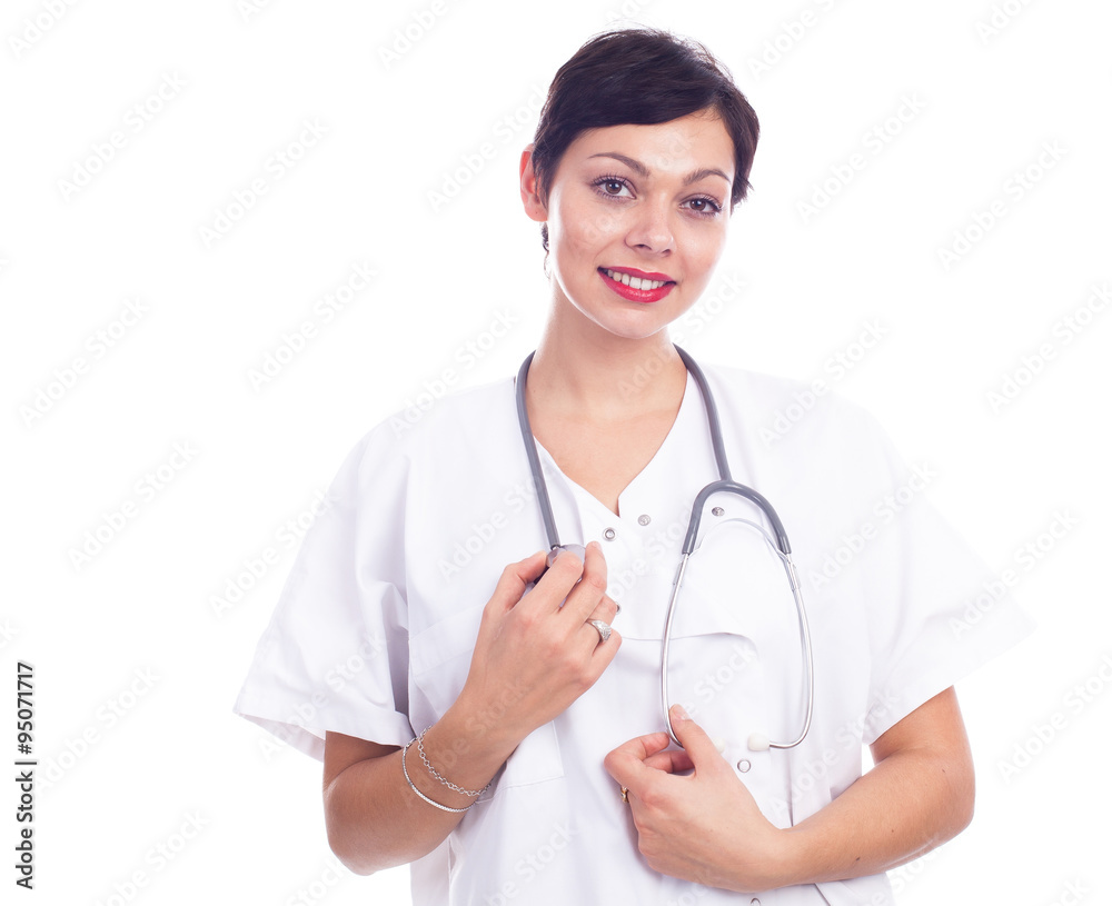 Portrait of beautiful laughing female doctor Portrait of beautiful laughing female doctor