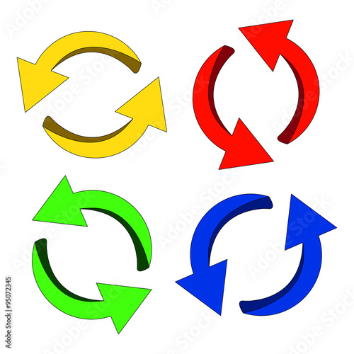Arrow symbol, colorful icon clipart cycle business concept. Vector illustration isolated on white background.